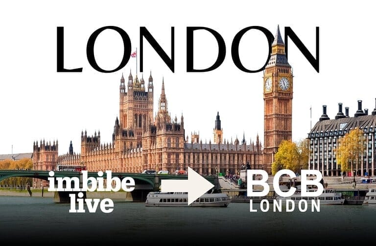 Imbibe Live logo transitioning to BCB London.