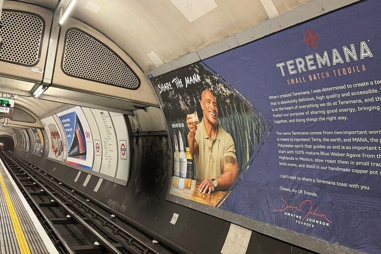 Teremana tequila advertisement in subway station.