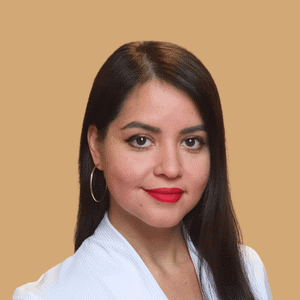 Professional woman with red lips smiling