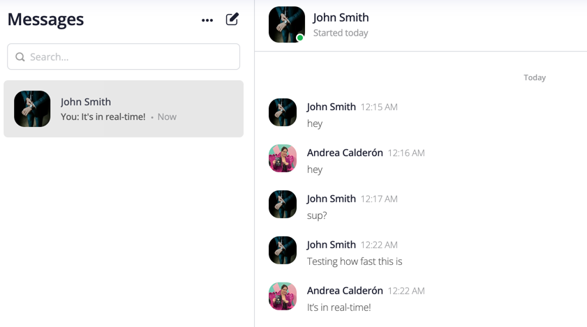 Chat interface with real-time messaging feature.