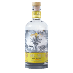 Fulgencio Mezcal Artesanal Joven bottle with illustrated label