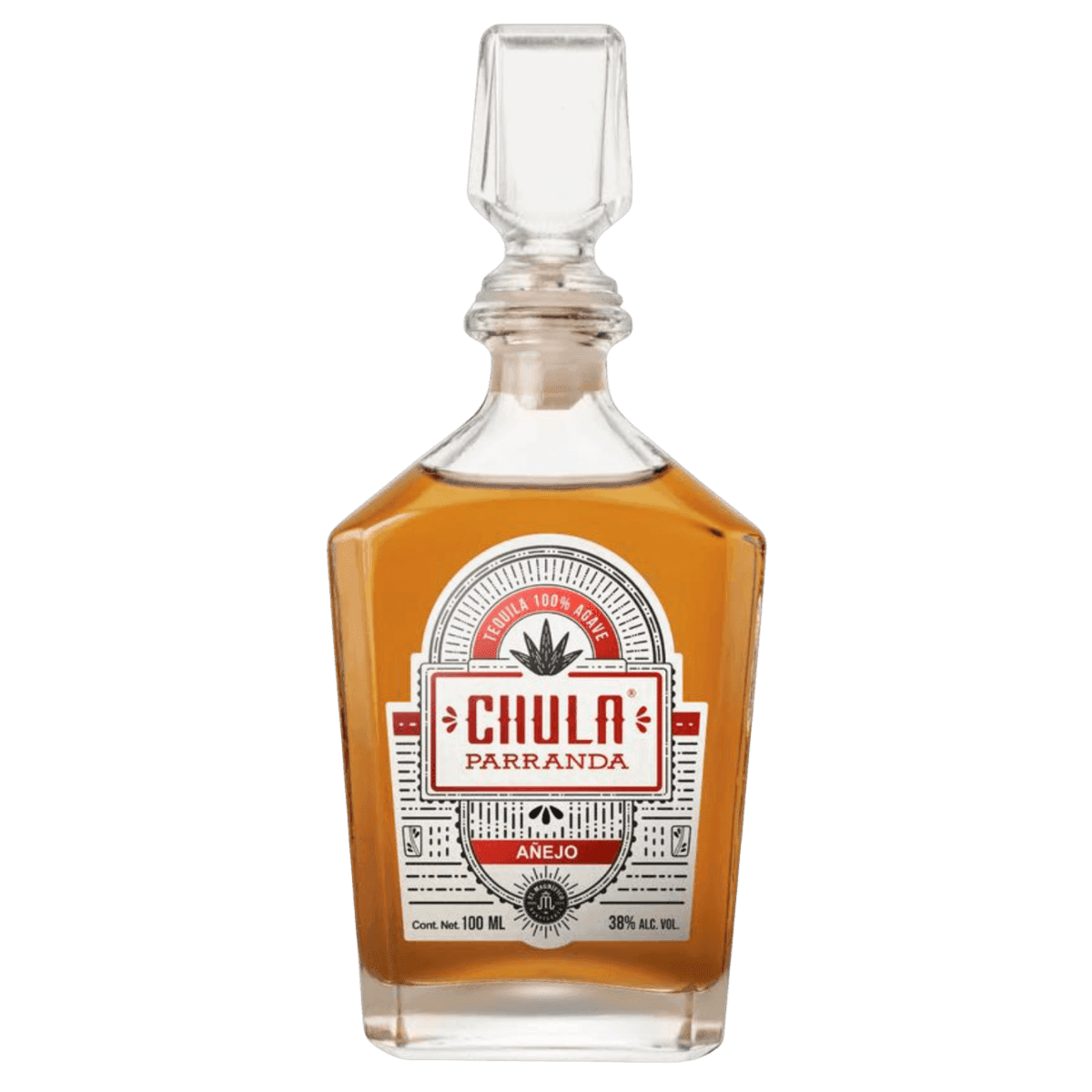 Chula Parranda Añejo tequila bottle with stopper