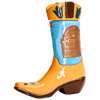 Colorful ceramic boot-shaped tequila bottle
