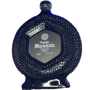 Tequila Mandala Añejo blue textured bottle