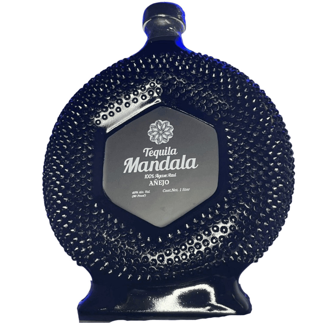 Tequila Mandala Añejo blue textured bottle