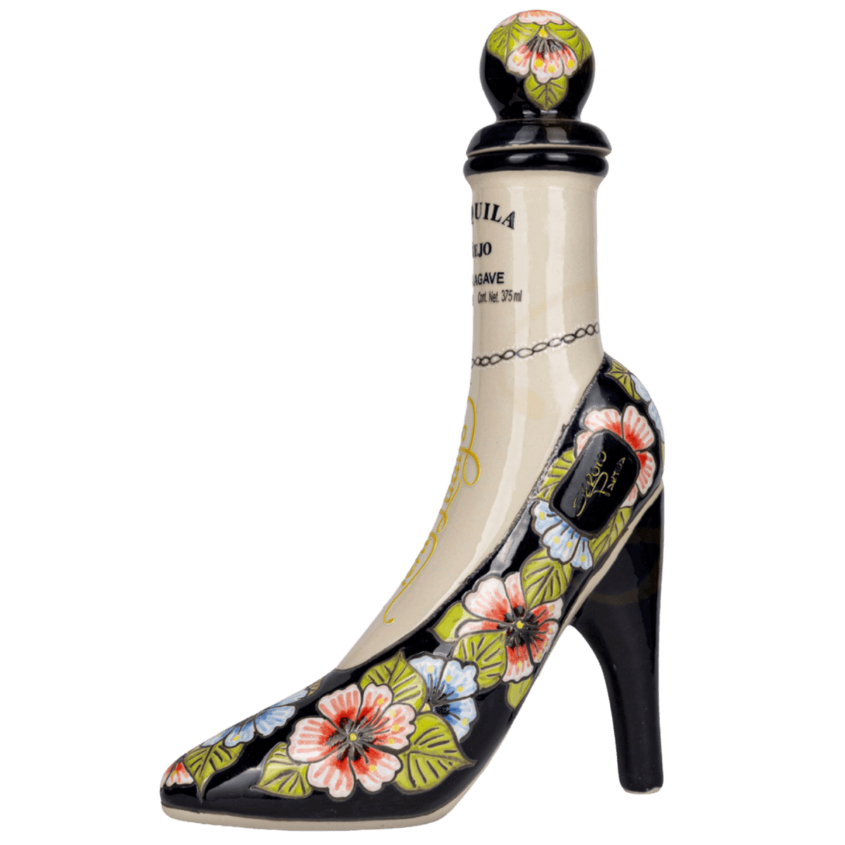 Floral high-heel shaped tequila bottle