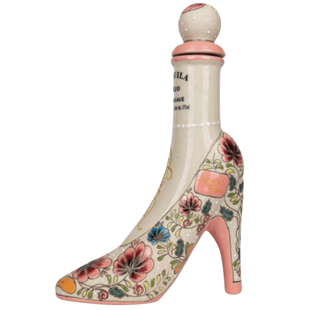 Floral high-heel shaped tequila bottle
