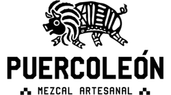 Logo de Puercoleón Mezcal Artesanal avec illustration de cochon.