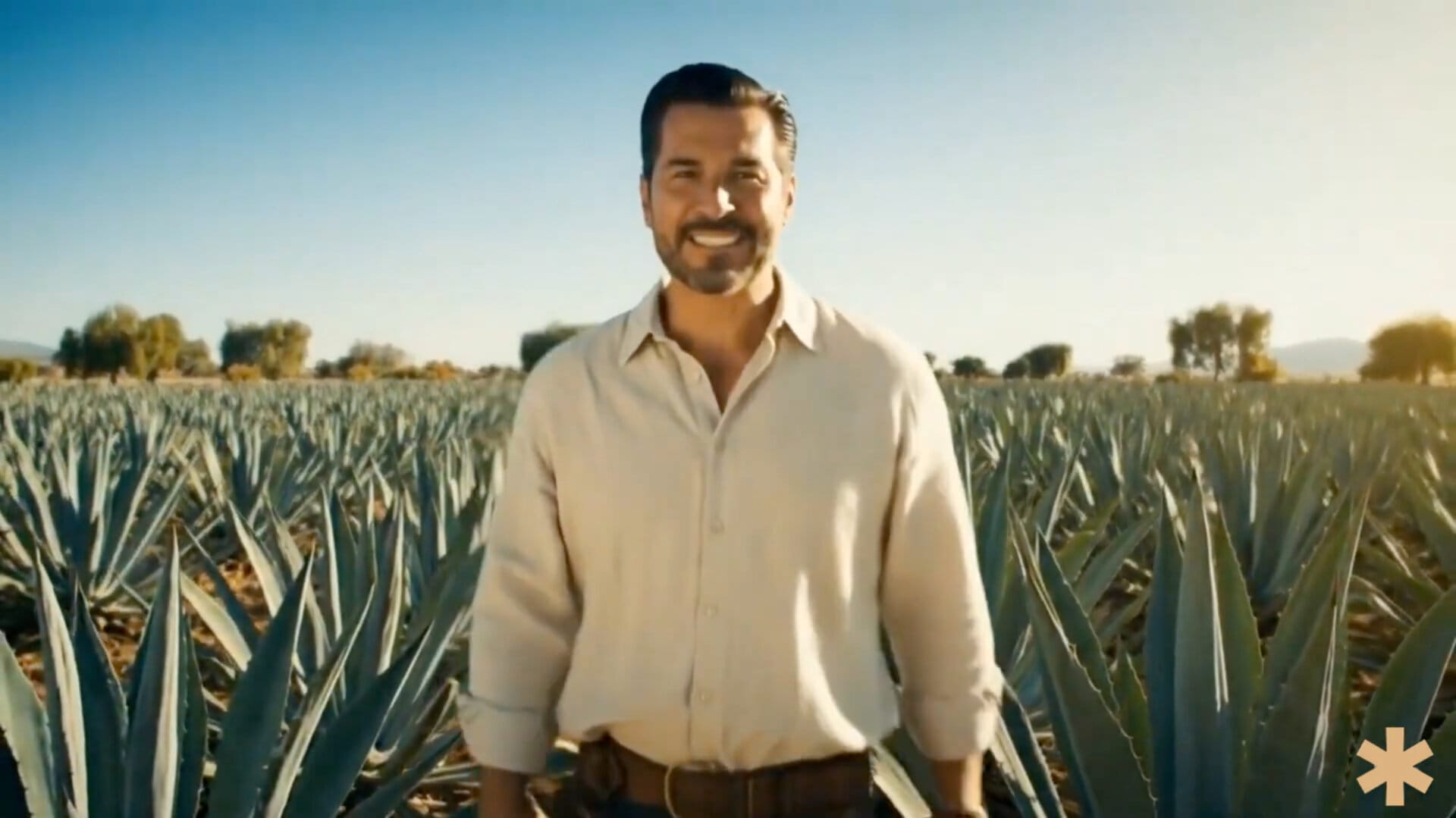 Man standing in agave field smiling at camera.