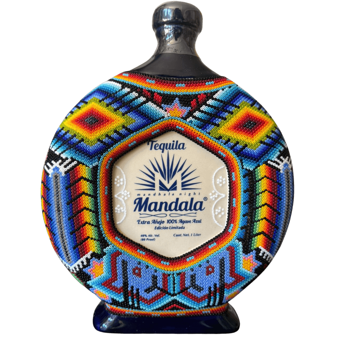 Bouteille de tequila Mandala avec motif de perles colorées