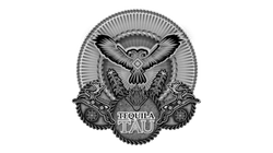 Logo Tequila TAU avec un aigle et des plantes d'agave.